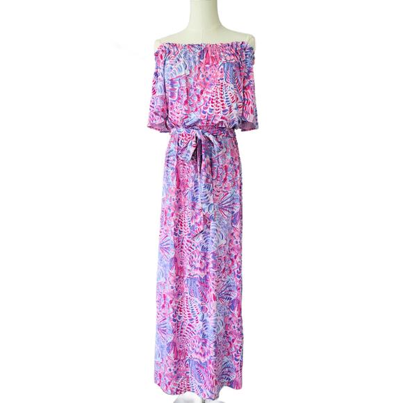 Lilly Pulitzer MORIAH Midi Maxi Dress Raz Berry Sea You Soon Lilac Pink Small - Picture 2 of 10